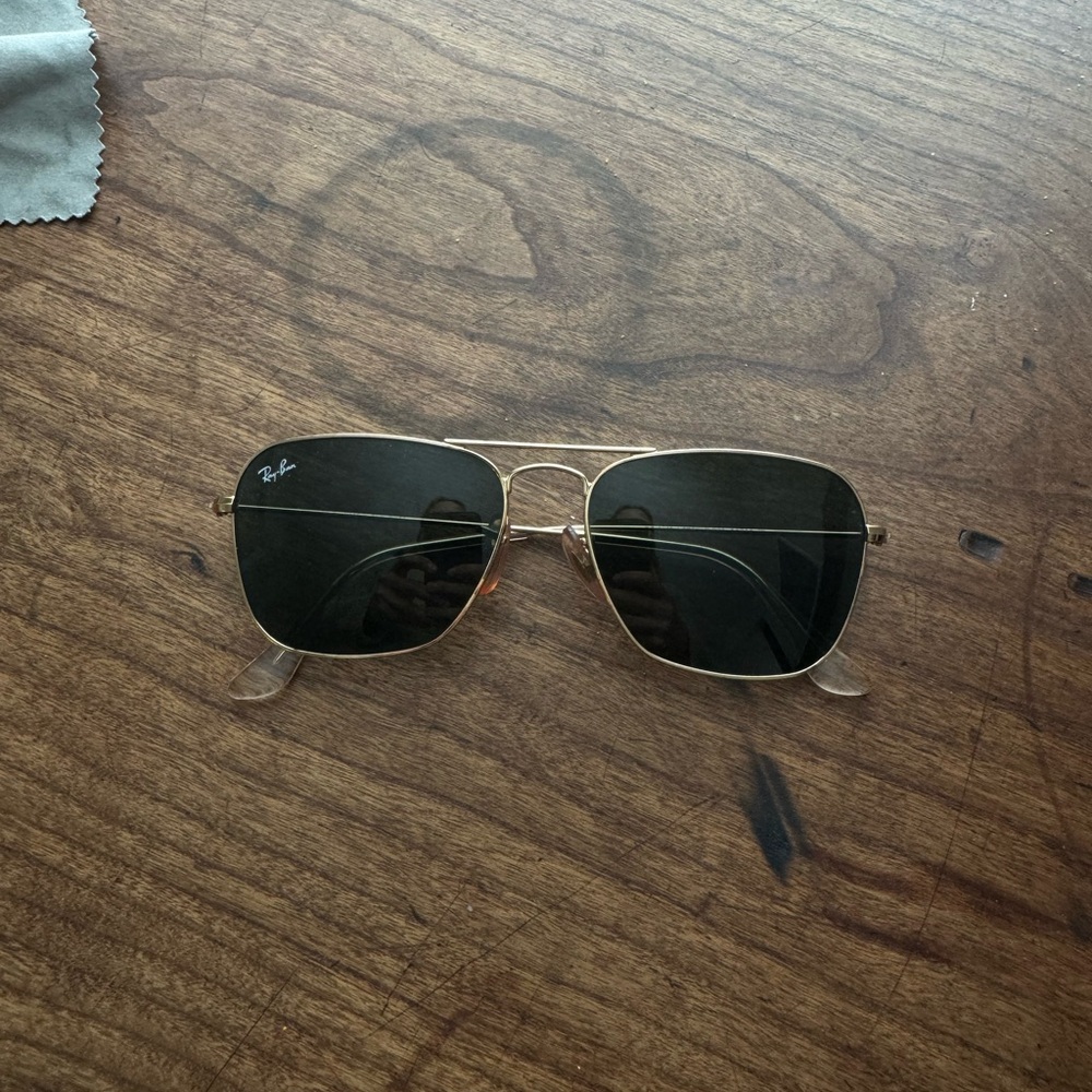 Ray-Ban Gold Frame Sunglasses with Green Lenses